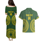 Custom Avaiki Cook Islands Rugby Couples Matching Puletasi and Hawaiian Shirt Kuki Airani Tatau Green - Aussie Hoodie