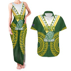 Custom Avaiki Cook Islands Rugby Couples Matching Tank Maxi Dress and Hawaiian Shirt Kuki Airani Tatau Green - Aussie Hoodie