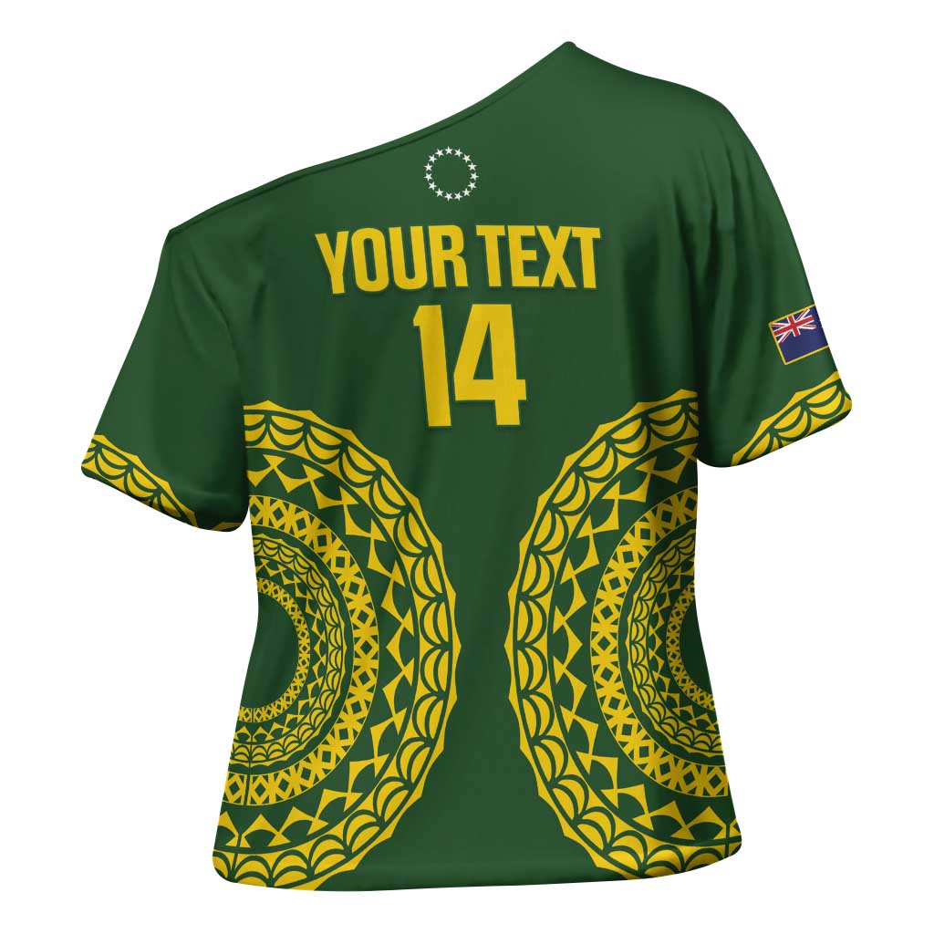 Custom Avaiki Cook Islands Rugby Cross Shoulder Shirt Kuki Airani Tatau Green - Aussie Hoodie
