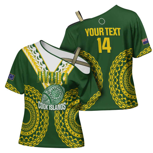Custom Avaiki Cook Islands Rugby Cross Shoulder Shirt Kuki Airani Tatau Green - Aussie Hoodie