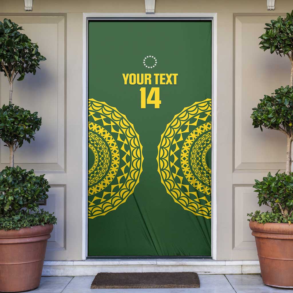 Custom Avaiki Cook Islands Rugby Door Cover Kuki Airani Tatau Green - Aussie Hoodie