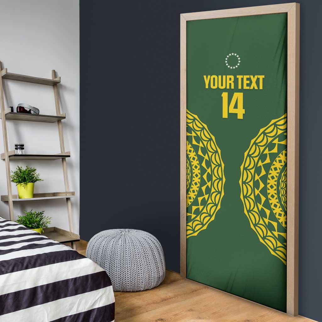 Custom Avaiki Cook Islands Rugby Door Cover Kuki Airani Tatau Green - Aussie Hoodie