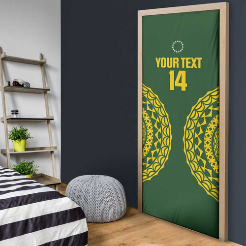 Custom Avaiki Cook Islands Rugby Door Cover Kuki Airani Tatau Green - Aussie Hoodie