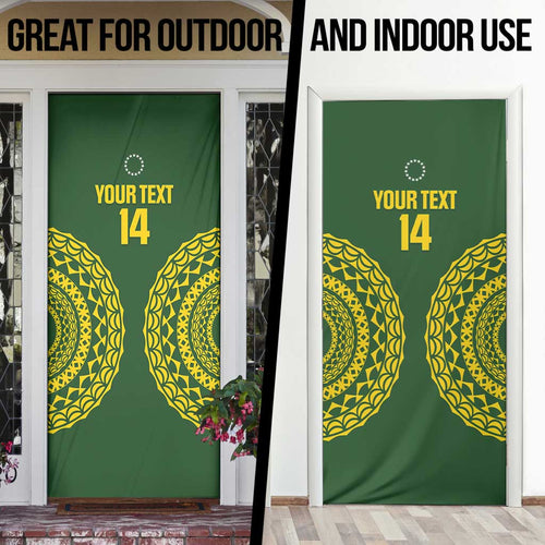 Custom Avaiki Cook Islands Rugby Door Cover Kuki Airani Tatau Green - Aussie Hoodie