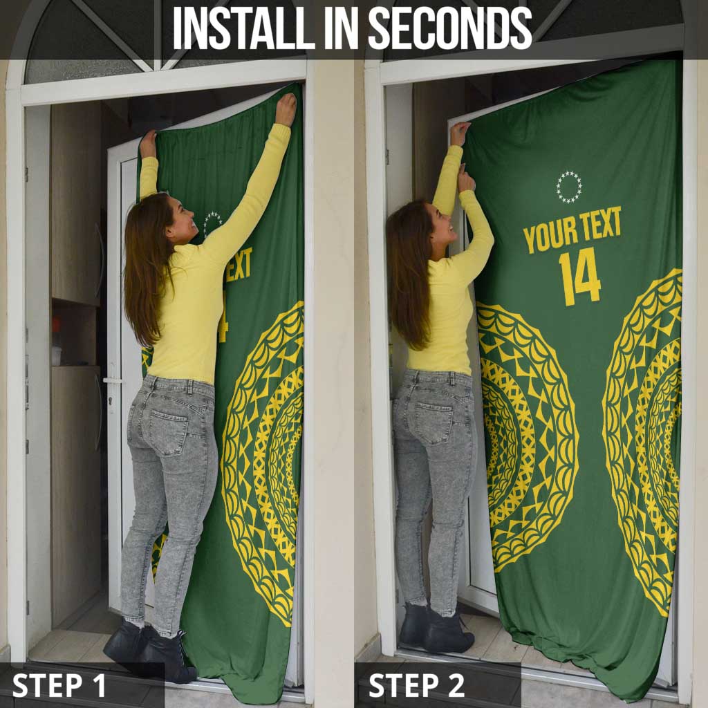 Custom Avaiki Cook Islands Rugby Door Cover Kuki Airani Tatau Green - Aussie Hoodie