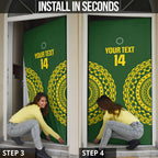Custom Avaiki Cook Islands Rugby Door Cover Kuki Airani Tatau Green - Aussie Hoodie