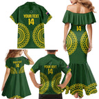 Custom Avaiki Cook Islands Rugby Family Matching Mermaid Dress and Hawaiian Shirt Kuki Airani Tatau Green - Aussie Hoodie