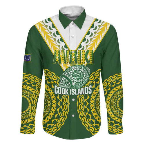 Custom Avaiki Cook Islands Rugby Family Matching Mermaid Dress and Hawaiian Shirt Kuki Airani Tatau Green - Aussie Hoodie