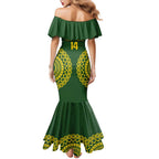 Custom Avaiki Cook Islands Rugby Family Matching Mermaid Dress and Hawaiian Shirt Kuki Airani Tatau Green - Aussie Hoodie
