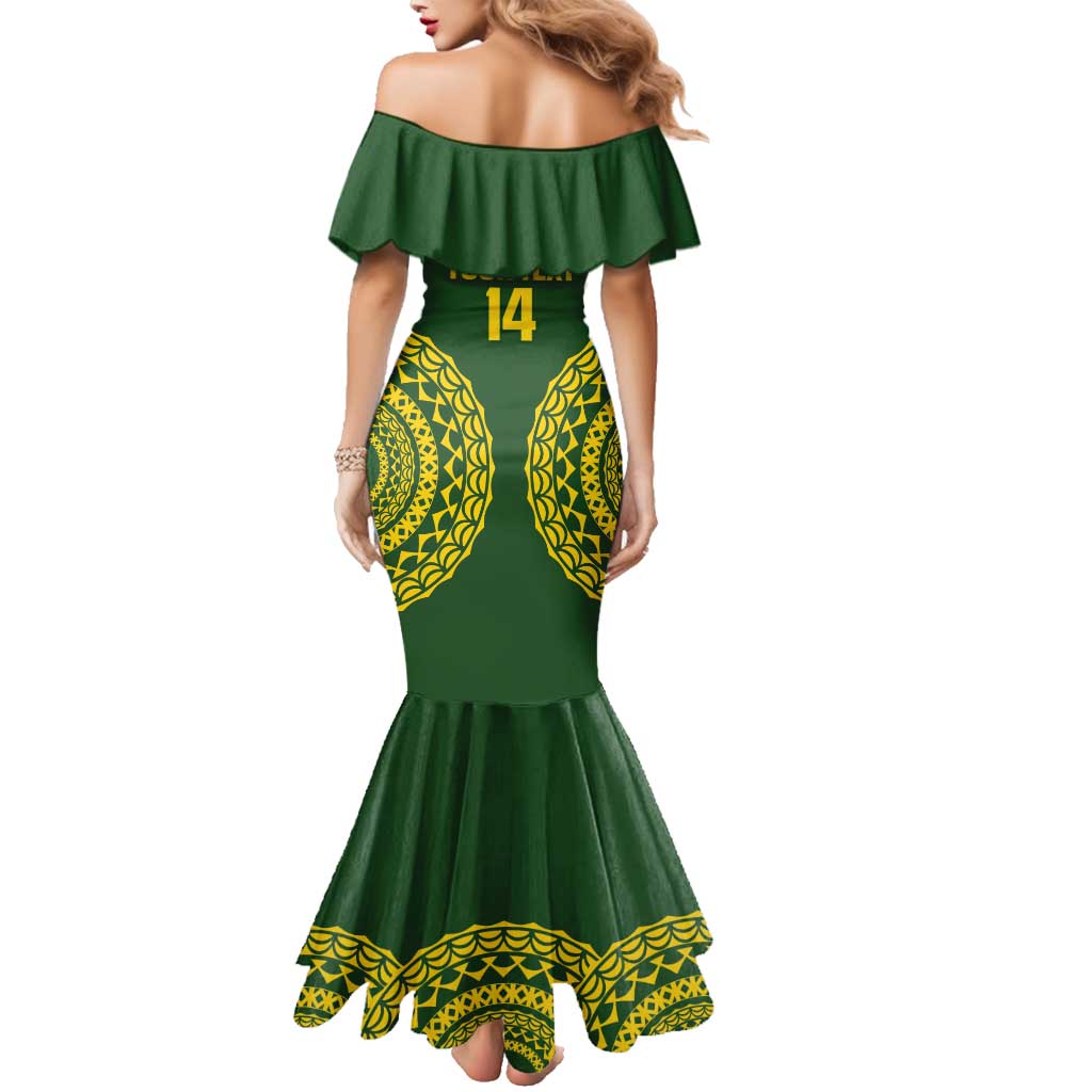 Custom Avaiki Cook Islands Rugby Family Matching Mermaid Dress and Hawaiian Shirt Kuki Airani Tatau Green - Aussie Hoodie