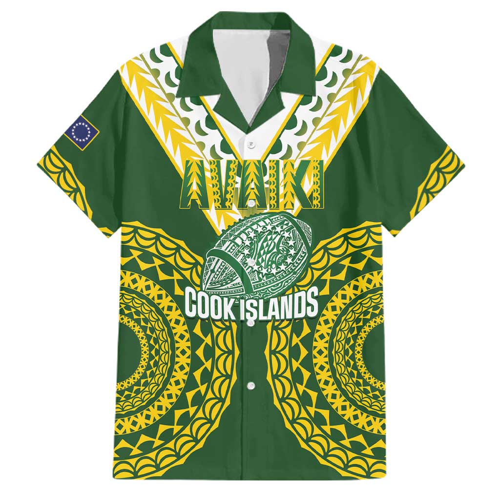 Custom Avaiki Cook Islands Rugby Family Matching Off The Shoulder Long Sleeve Dress and Hawaiian Shirt Kuki Airani Tatau Green - Aussie Hoodie