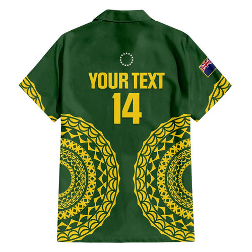 Custom Avaiki Cook Islands Rugby Family Matching Off The Shoulder Long Sleeve Dress and Hawaiian Shirt Kuki Airani Tatau Green - Aussie Hoodie