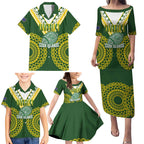 Custom Avaiki Cook Islands Rugby Family Matching Puletasi and Hawaiian Shirt Kuki Airani Tatau Green - Aussie Hoodie