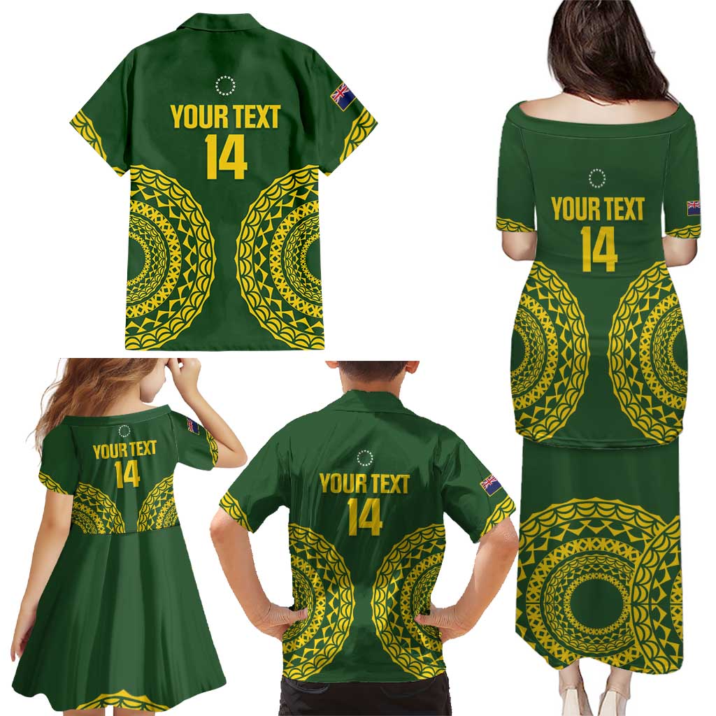 Custom Avaiki Cook Islands Rugby Family Matching Puletasi and Hawaiian Shirt Kuki Airani Tatau Green - Aussie Hoodie