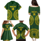 Custom Avaiki Cook Islands Rugby Family Matching Puletasi and Hawaiian Shirt Kuki Airani Tatau Green - Aussie Hoodie