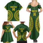 Custom Avaiki Cook Islands Rugby Family Matching Summer Maxi Dress and Hawaiian Shirt Kuki Airani Tatau Green - Aussie Hoodie