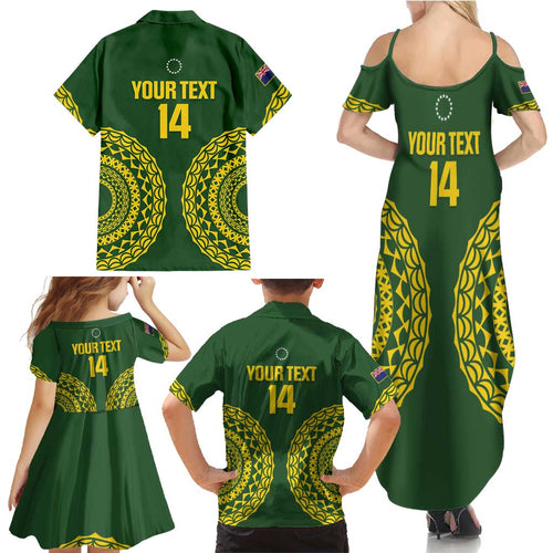 Custom Avaiki Cook Islands Rugby Family Matching Summer Maxi Dress and Hawaiian Shirt Kuki Airani Tatau Green - Aussie Hoodie