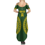 Custom Avaiki Cook Islands Rugby Family Matching Summer Maxi Dress and Hawaiian Shirt Kuki Airani Tatau Green - Aussie Hoodie