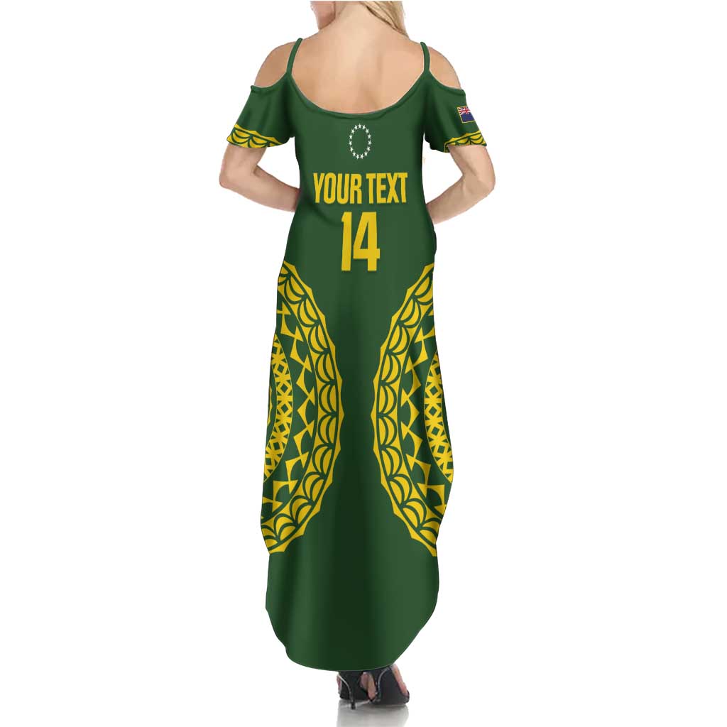 Custom Avaiki Cook Islands Rugby Family Matching Summer Maxi Dress and Hawaiian Shirt Kuki Airani Tatau Green - Aussie Hoodie