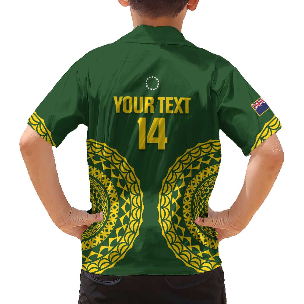 Custom Avaiki Cook Islands Rugby Family Matching Tank Maxi Dress and Hawaiian Shirt Kuki Airani Tatau Green - Aussie Hoodie