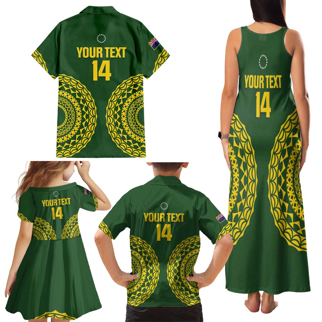 Custom Avaiki Cook Islands Rugby Family Matching Tank Maxi Dress and Hawaiian Shirt Kuki Airani Tatau Green - Aussie Hoodie
