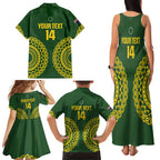 Custom Avaiki Cook Islands Rugby Family Matching Tank Maxi Dress and Hawaiian Shirt Kuki Airani Tatau Green - Aussie Hoodie