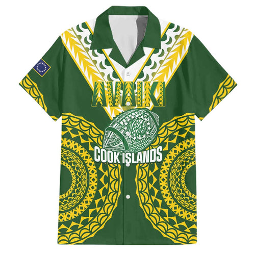Custom Avaiki Cook Islands Rugby Family Matching Tank Maxi Dress and Hawaiian Shirt Kuki Airani Tatau Green - Aussie Hoodie