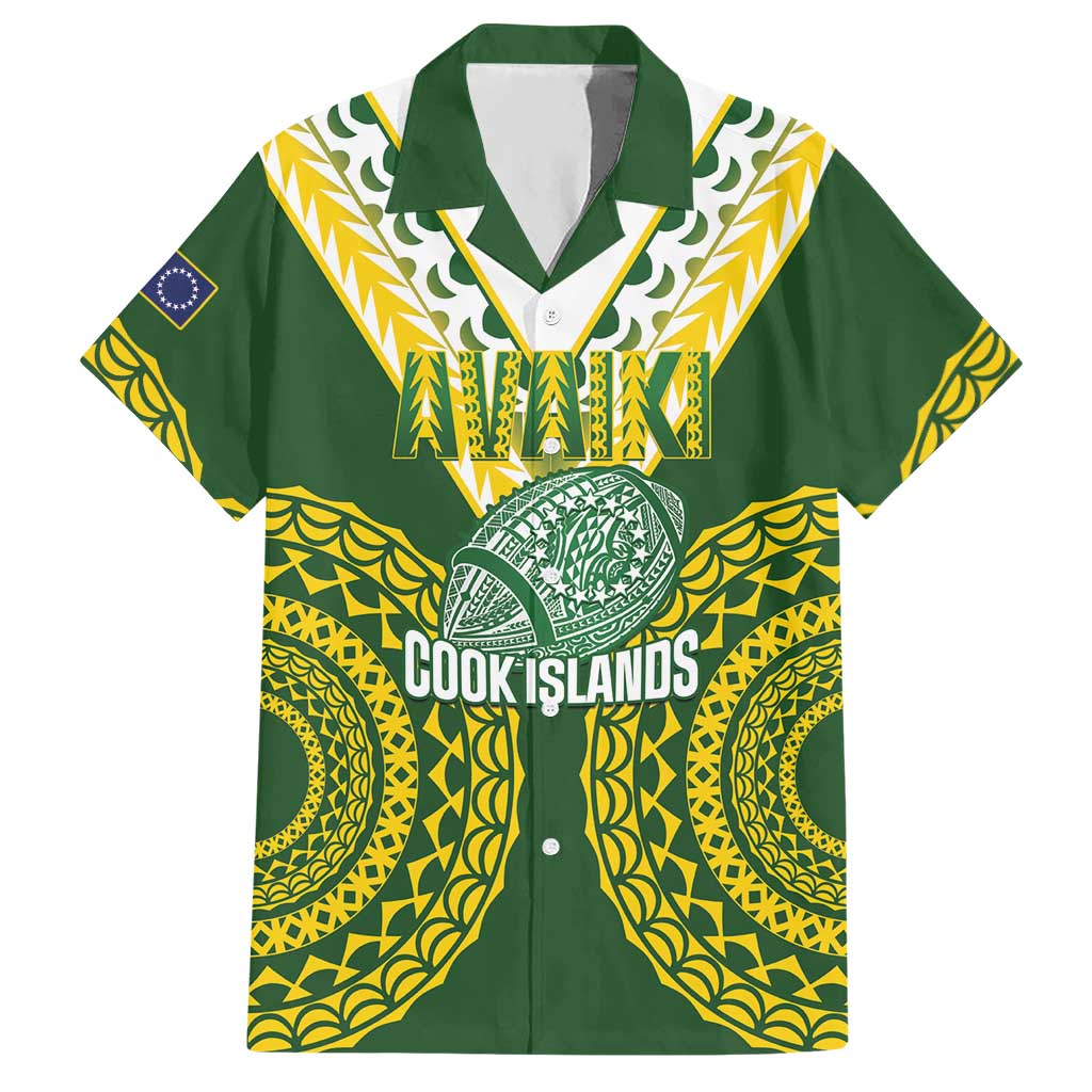 Custom Avaiki Cook Islands Rugby Hawaiian Shirt Kuki Airani Tatau Green - Aussie Hoodie