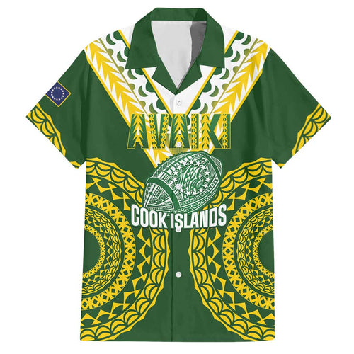 Custom Avaiki Cook Islands Rugby Hawaiian Shirt Kuki Airani Tatau Green - Aussie Hoodie