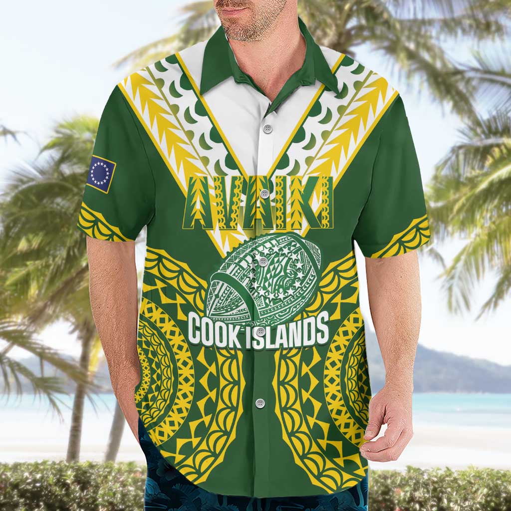 Custom Avaiki Cook Islands Rugby Hawaiian Shirt Kuki Airani Tatau Green - Aussie Hoodie