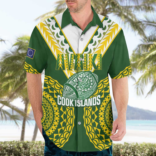 Custom Avaiki Cook Islands Rugby Hawaiian Shirt Kuki Airani Tatau Green - Aussie Hoodie