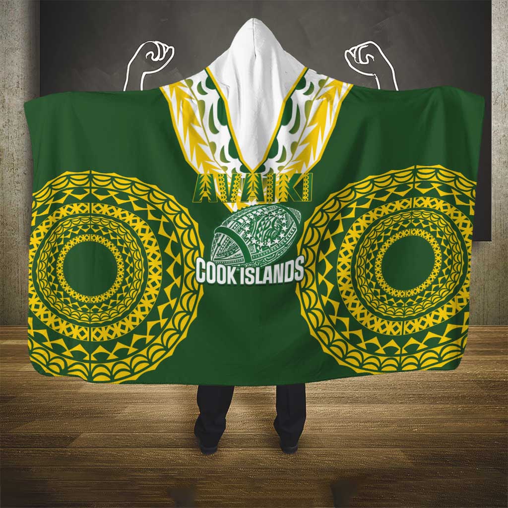 Avaiki Cook Islands Rugby Hooded Blanket Kuki Airani Tatau Green - Aussie Hoodie
