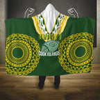 Avaiki Cook Islands Rugby Hooded Blanket Kuki Airani Tatau Green - Aussie Hoodie