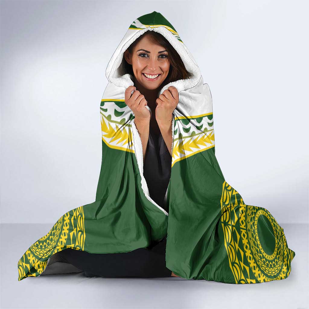 Avaiki Cook Islands Rugby Hooded Blanket Kuki Airani Tatau Green - Aussie Hoodie