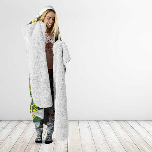 Avaiki Cook Islands Rugby Hooded Blanket Kuki Airani Tatau Green - Aussie Hoodie