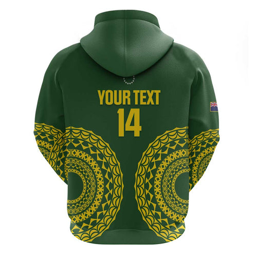 Custom Avaiki Cook Islands Rugby Hoodie Kuki Airani Tatau Green - Aussie Hoodie