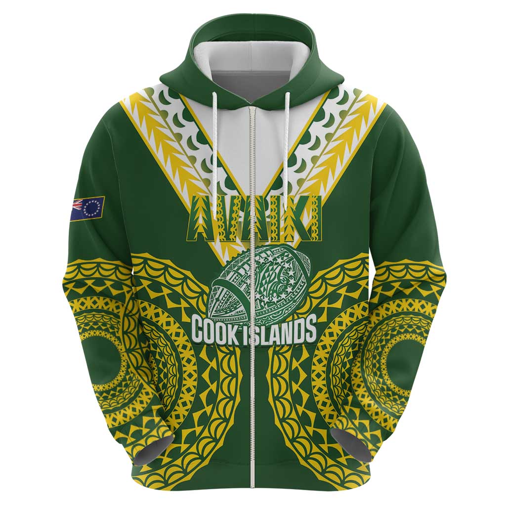 Custom Avaiki Cook Islands Rugby Hoodie Kuki Airani Tatau Green - Aussie Hoodie