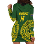 Custom Avaiki Cook Islands Rugby Hoodie Dress Kuki Airani Tatau Green - Aussie Hoodie