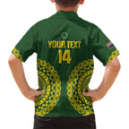 Custom Avaiki Cook Islands Rugby Kid Hawaiian Shirt Kuki Airani Tatau Green - Aussie Hoodie
