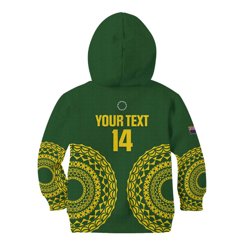 Custom Avaiki Cook Islands Rugby Kid Hoodie Kuki Airani Tatau Green - Aussie Hoodie