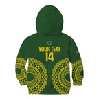 Custom Avaiki Cook Islands Rugby Kid Hoodie Kuki Airani Tatau Green - Aussie Hoodie