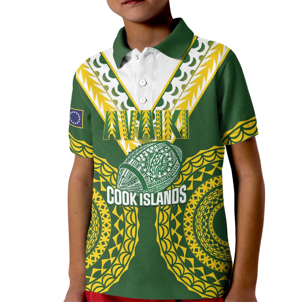 Custom Avaiki Cook Islands Rugby Kid Polo Shirt Kuki Airani Tatau Green - Aussie Hoodie