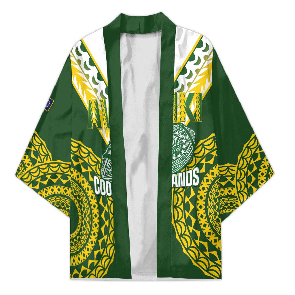 Custom Avaiki Cook Islands Rugby Kimono Kuki Airani Tatau Green - Aussie Hoodie