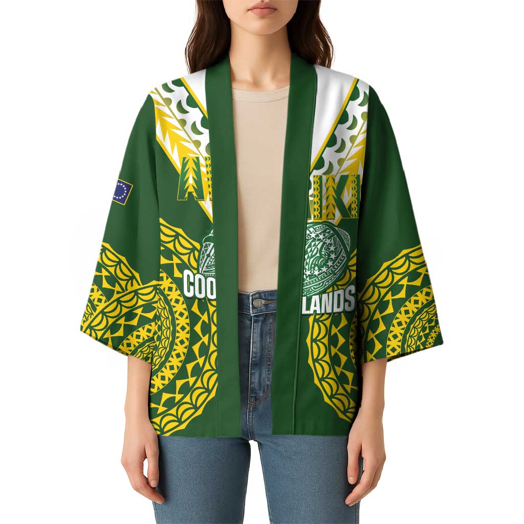 Custom Avaiki Cook Islands Rugby Kimono Kuki Airani Tatau Green - Aussie Hoodie