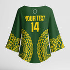 Custom Avaiki Cook Islands Rugby Kimono Sleeve Blouse Kuki Airani Tatau Green - Aussie Hoodie