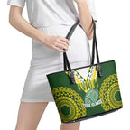 Avaiki Cook Islands Rugby Leather Tote Bag Kuki Airani Tatau Green - Aussie Hoodie
