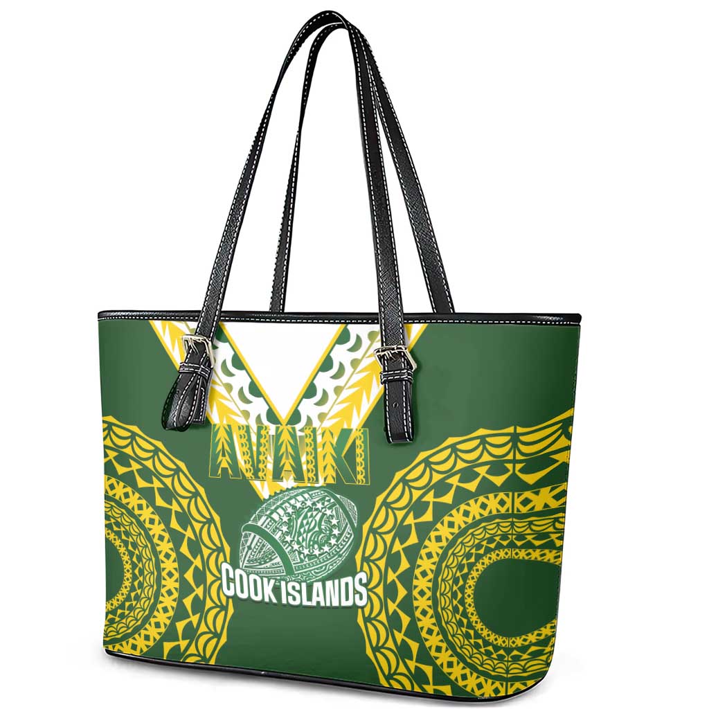 Avaiki Cook Islands Rugby Leather Tote Bag Kuki Airani Tatau Green - Aussie Hoodie