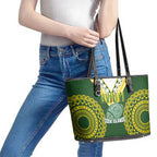Avaiki Cook Islands Rugby Leather Tote Bag Kuki Airani Tatau Green - Aussie Hoodie