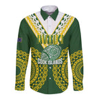 Custom Avaiki Cook Islands Rugby Long Sleeve Button Shirt Kuki Airani Tatau Green - Aussie Hoodie
