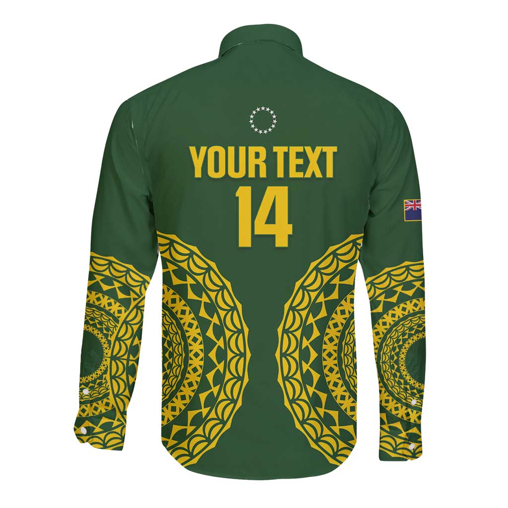 Custom Avaiki Cook Islands Rugby Long Sleeve Button Shirt Kuki Airani Tatau Green - Aussie Hoodie